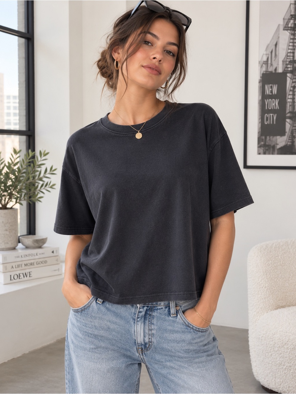 Abercrombie & Fitch Washed Black Oversized Tee | Downtown Girl